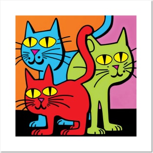 Quirky Colourful Cats Posters and Art